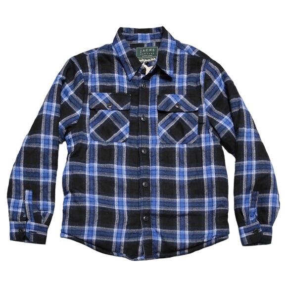 Warm Sherpa Lined Plaid Flannel Shacket Jacket Blue Jachs New York Men's Size M - Picture 3 of 10